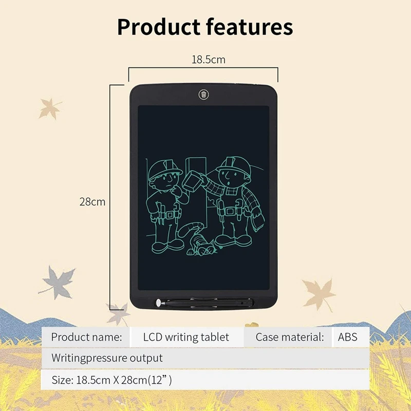 

12 Inches LCD Writing Tablet Screen Doodle Board Electronic Digital Drawing Pad with Lock Button for Kids Adults