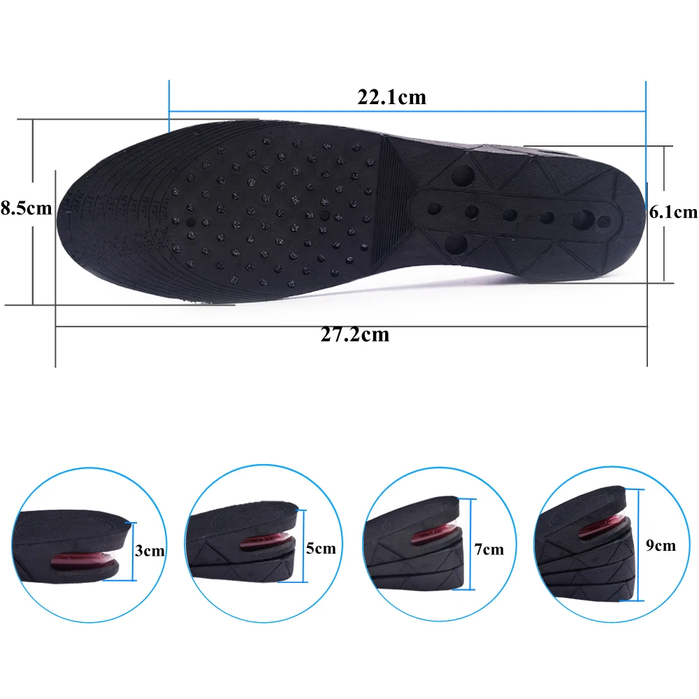 

Invisible Height Increased Insoles for Elevator Cushion Height Breathable Lift Adjustable Cut Shoe Inserts Heightening Heel Pad