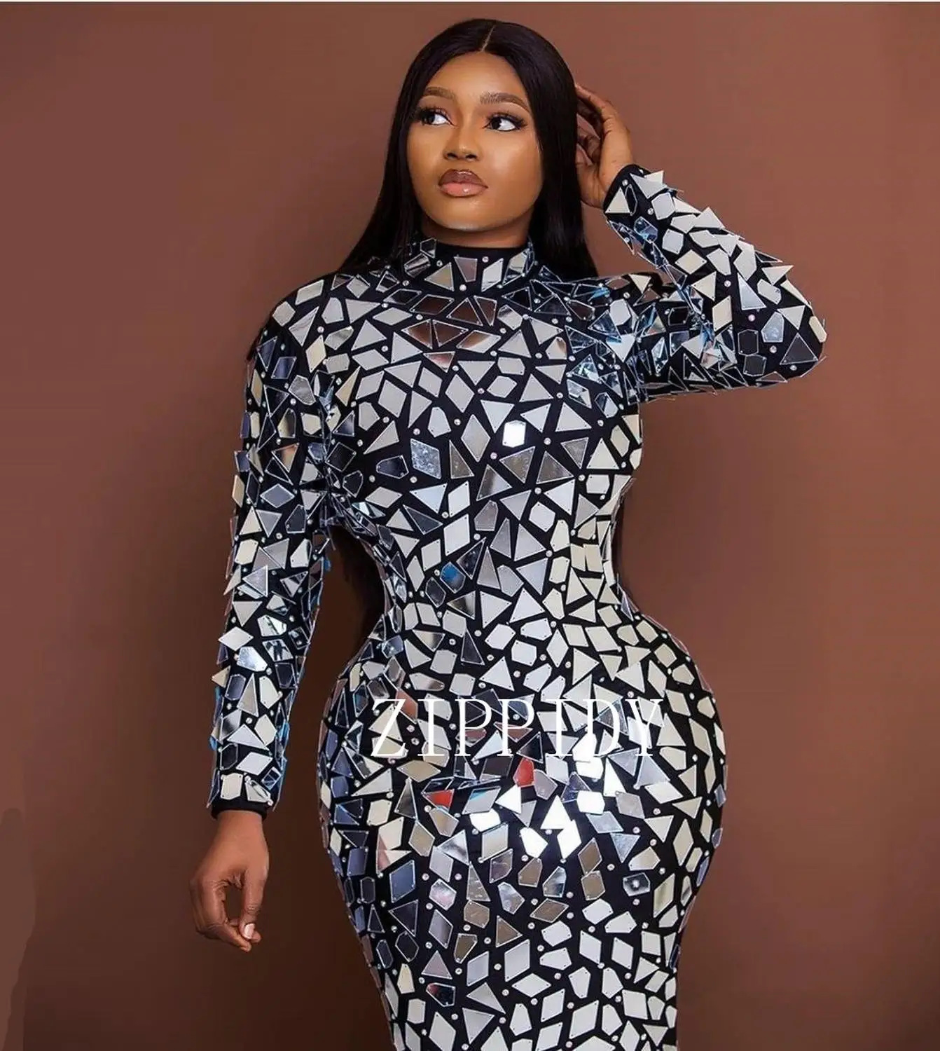 Новое дизайнерское длинное платье с яркими зеркалами женские вечерние платья на