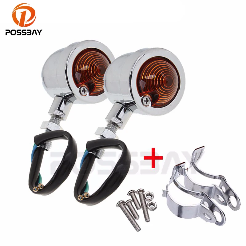 POSSBAY Motorcycle Turn Signal Light Indicator Blinker Flasher for Suzuki Harley Bobber Chopper Honda Custom Lamps |