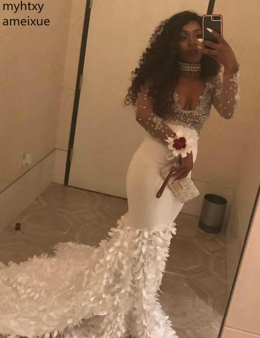 2020 африканские белые и платья для выпускного вечера ручной работы с длинными