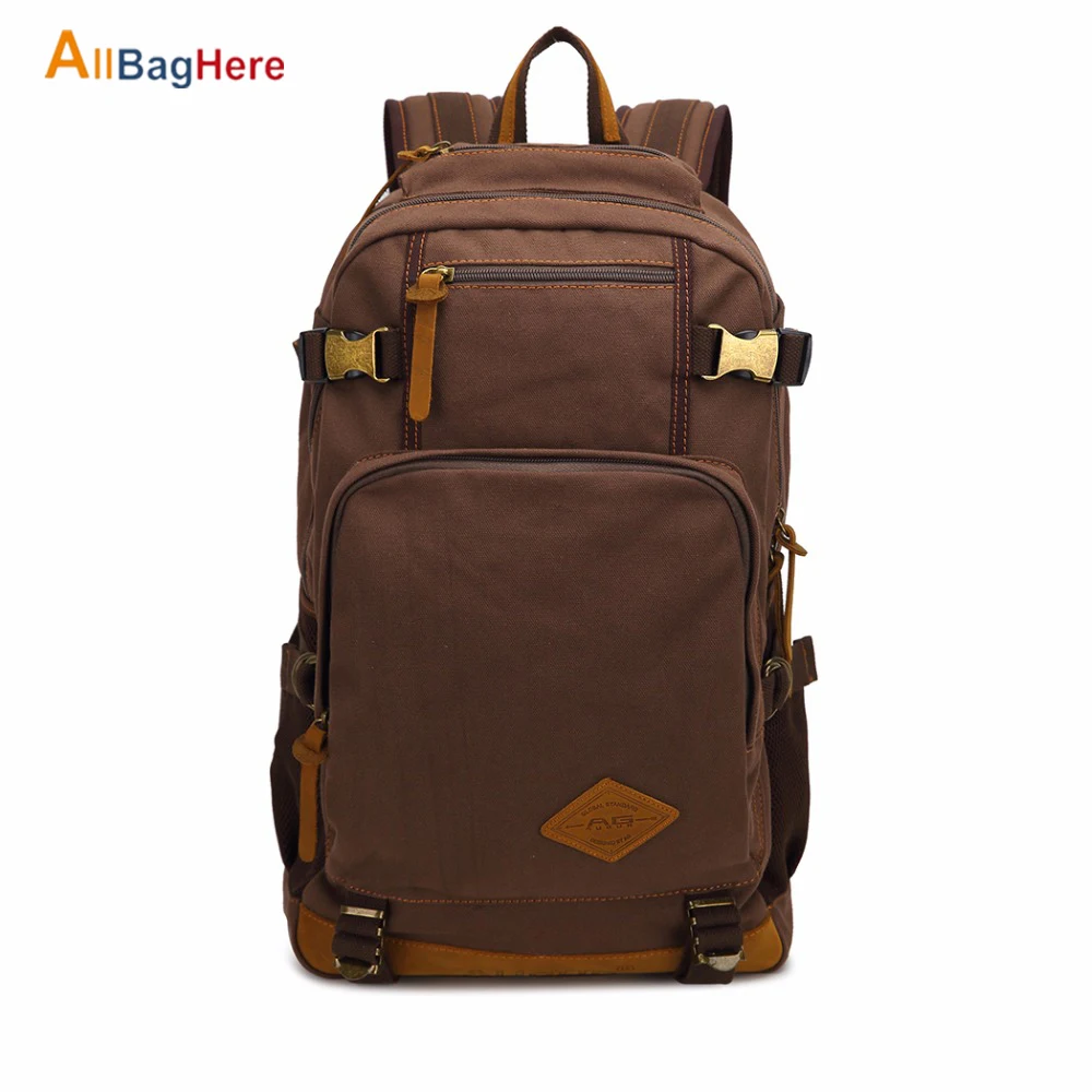 Винтажный Холщовый кожаный рюкзак для мужчин Классические вместительные