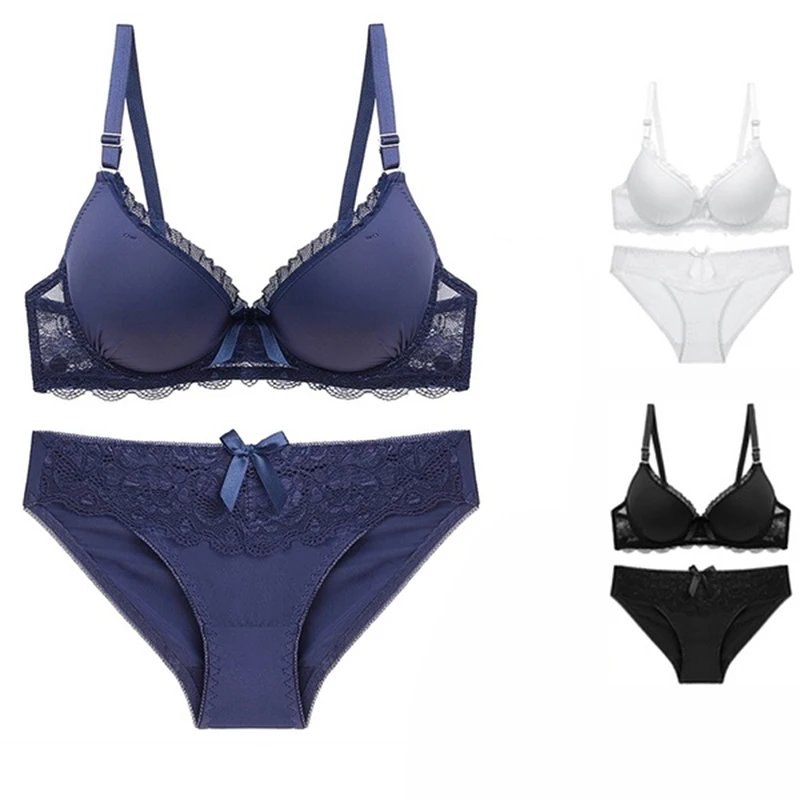 Комплект женского нижнего белья с цветочным кружевом и чашками пуш ап|Комплекты