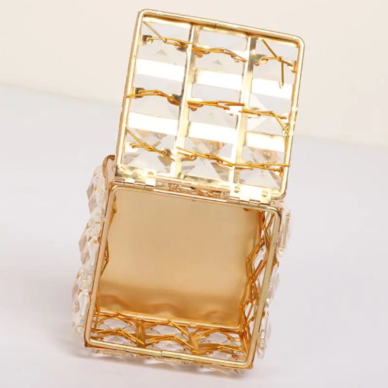 

European Crystal Earring Ring Storage Box with Lid Lipstick Jewelry Display Case L4ME