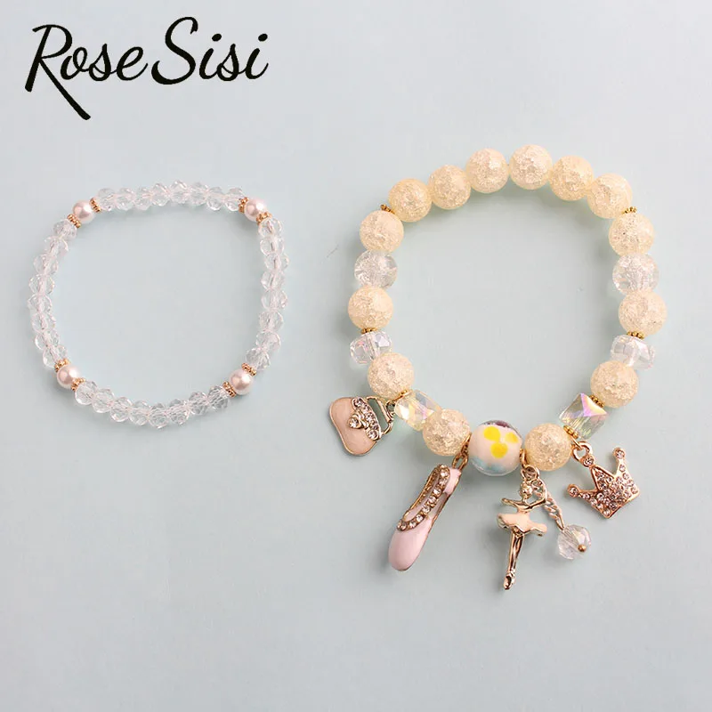 Розовый женский браслет sisi в Корейском стиле летний простой с короной для