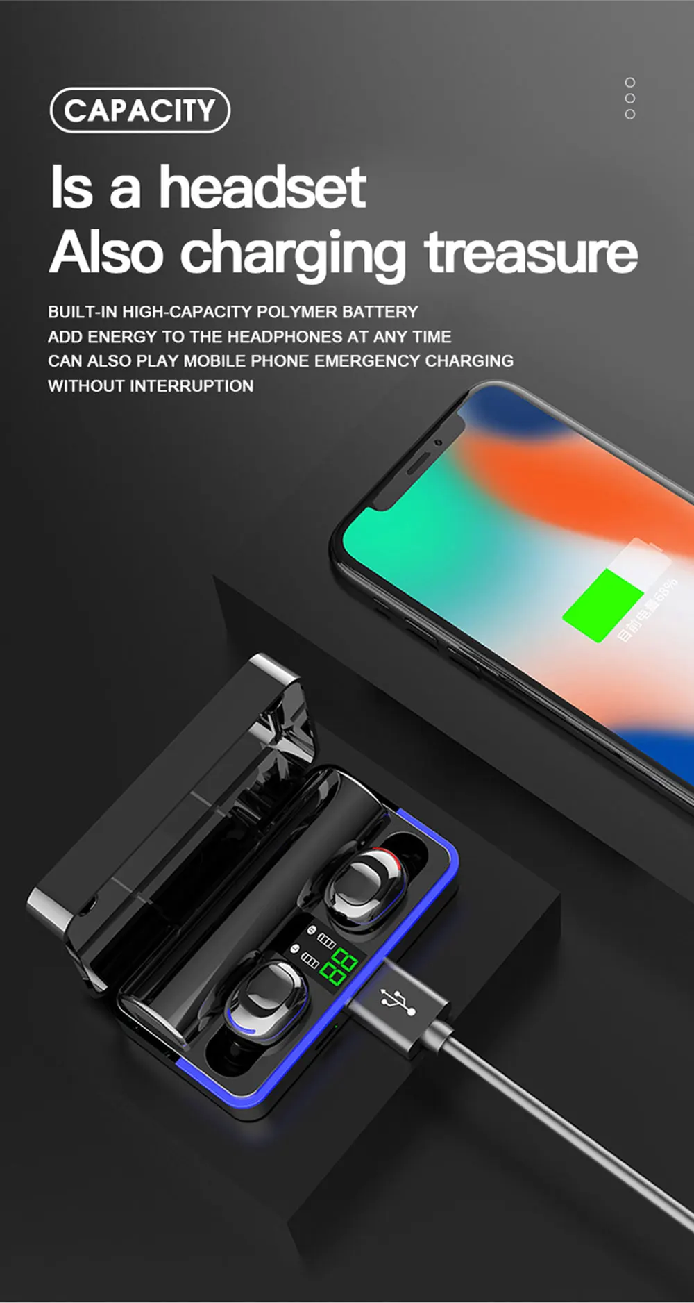 W12, TWS, Bluetooth 5,0, беспроводная гарнитура, наушники, мини наушники, HIFI звук, наушники в ухо, 1800 мАч, Powerbank с микрофоном для телефона