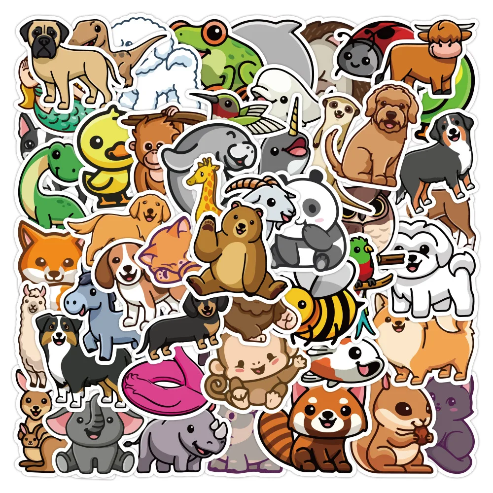 

10/30/50/100pcs Cute Animal Graffiti Stickers Phone Guitar Decoration Kawaii Kids Girl Toys Window Wall Water Cup Trolley