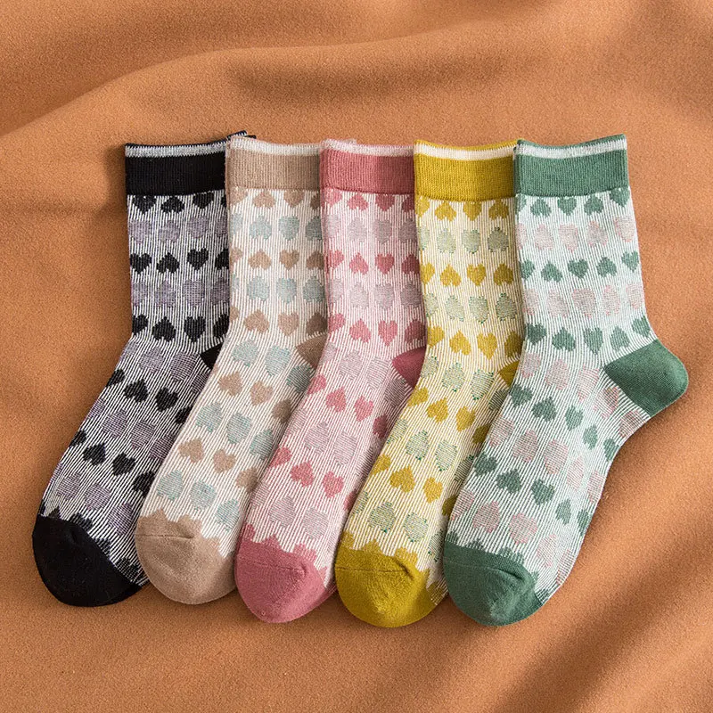 

Loveing Heart Kawaii Woman Socks Cotton Japanese Harajuku Style Funny and Pink Socks Women for Spring Autmn Winter 12001
