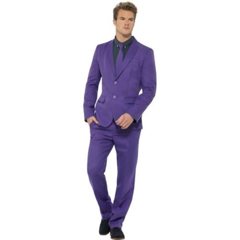 2022 Hot Selling Shawl Collar Men's Purple Suits 2 Pieces Slim Fit Custom Trendy Bridegroom Wedding Tuxedos Formal Blazer Skinny