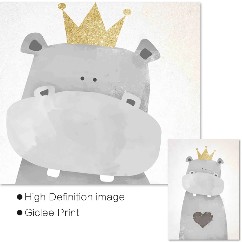 Детский Настенный холст для девочек постеры и принты с рисунками животных из