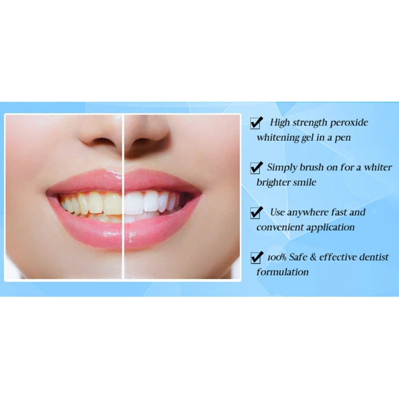 

Q1QD 5ml Effective White Teeth Whitening Pen Tooth Gel Whitener Bleach Stain Remover Smile Teeth Care for Adults Women Men