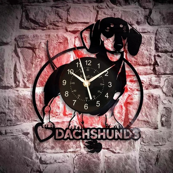 Daschund светодиодный виниловые настенные часы Экспресс доставка для мальчика
