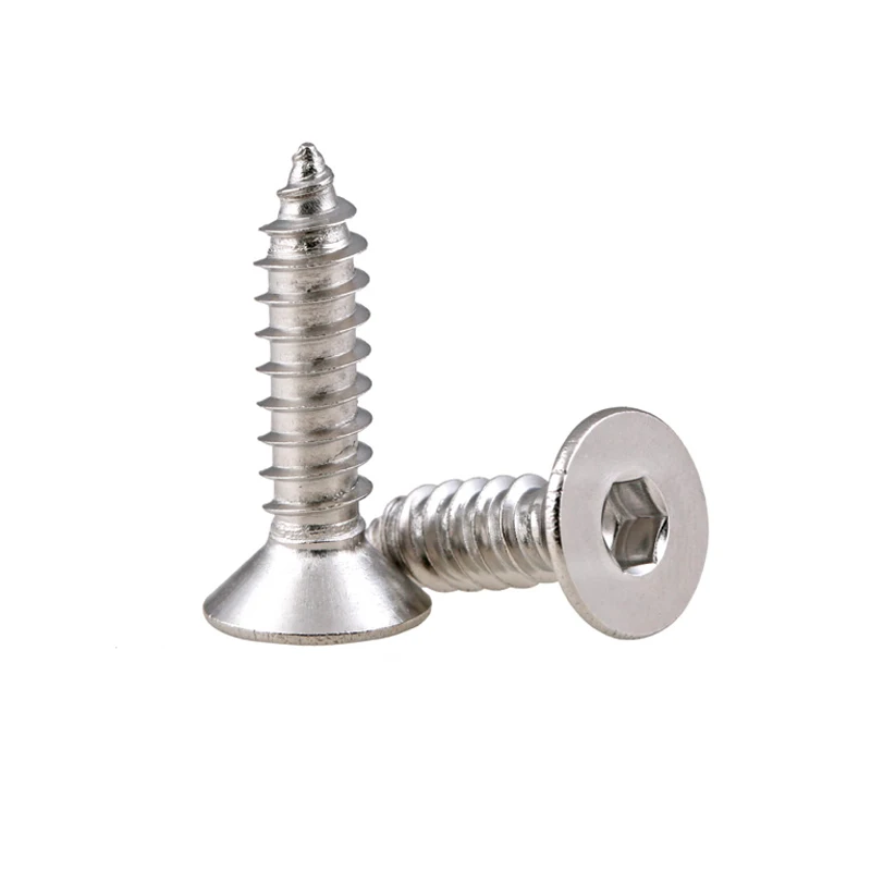 100 шт/лот из нержавеющей стали с плоской потайной головкой шестигранной Саморез M3