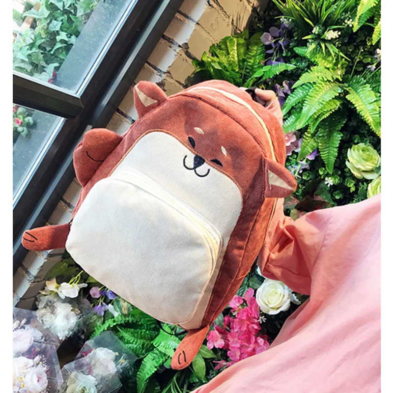 Женский рюкзак школьный холщовый милый с лисой винтажный для ноутбука девочек