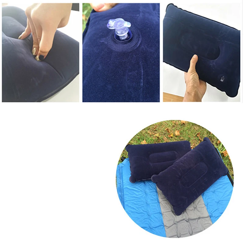 1PC Portable Inflatable Pillow Travel Air Cushion Double Sided Flocking Camp Beach Car Plane Hotel Head Rest Bed Sleep | Дом и сад