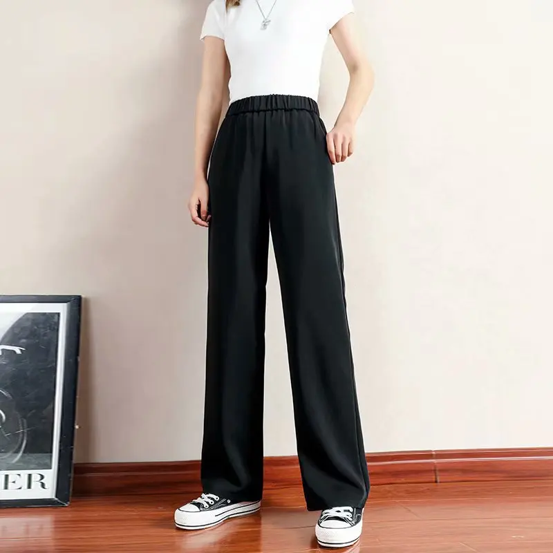 

Женские брюки с драпировкой, черные, широкие, с высокой талией, на весну и осень