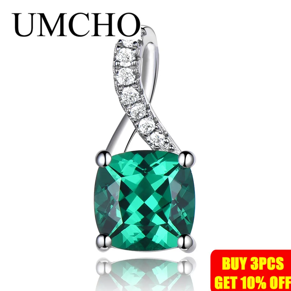 Женские Подвески с изумрудами UMCHO из серебра 925 пробы цепочкой в комплект не