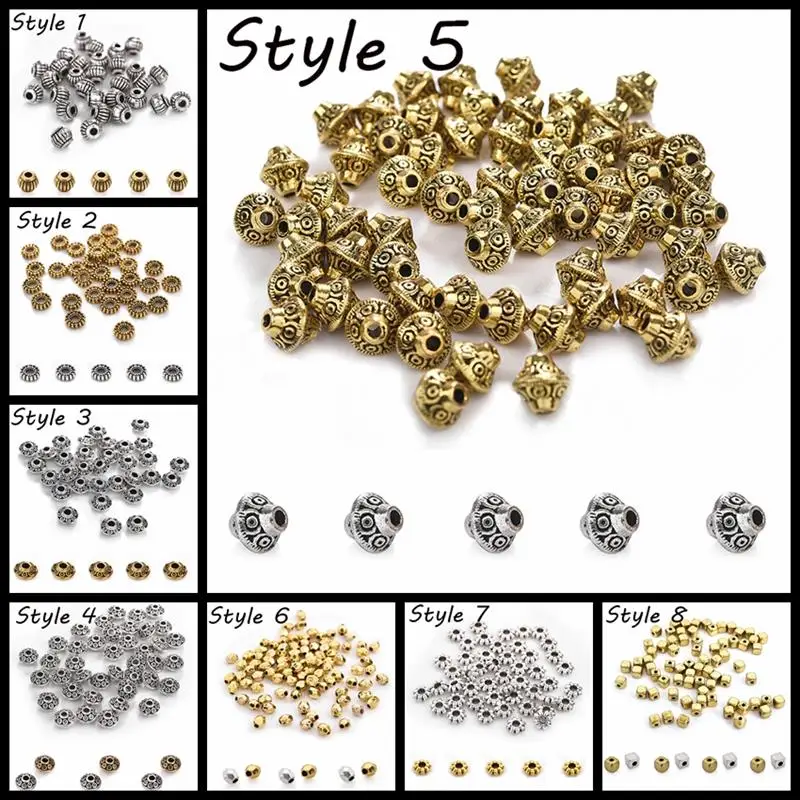 Бусины разделители из сплава тибетские серебряные бусины 50 шт./лот для