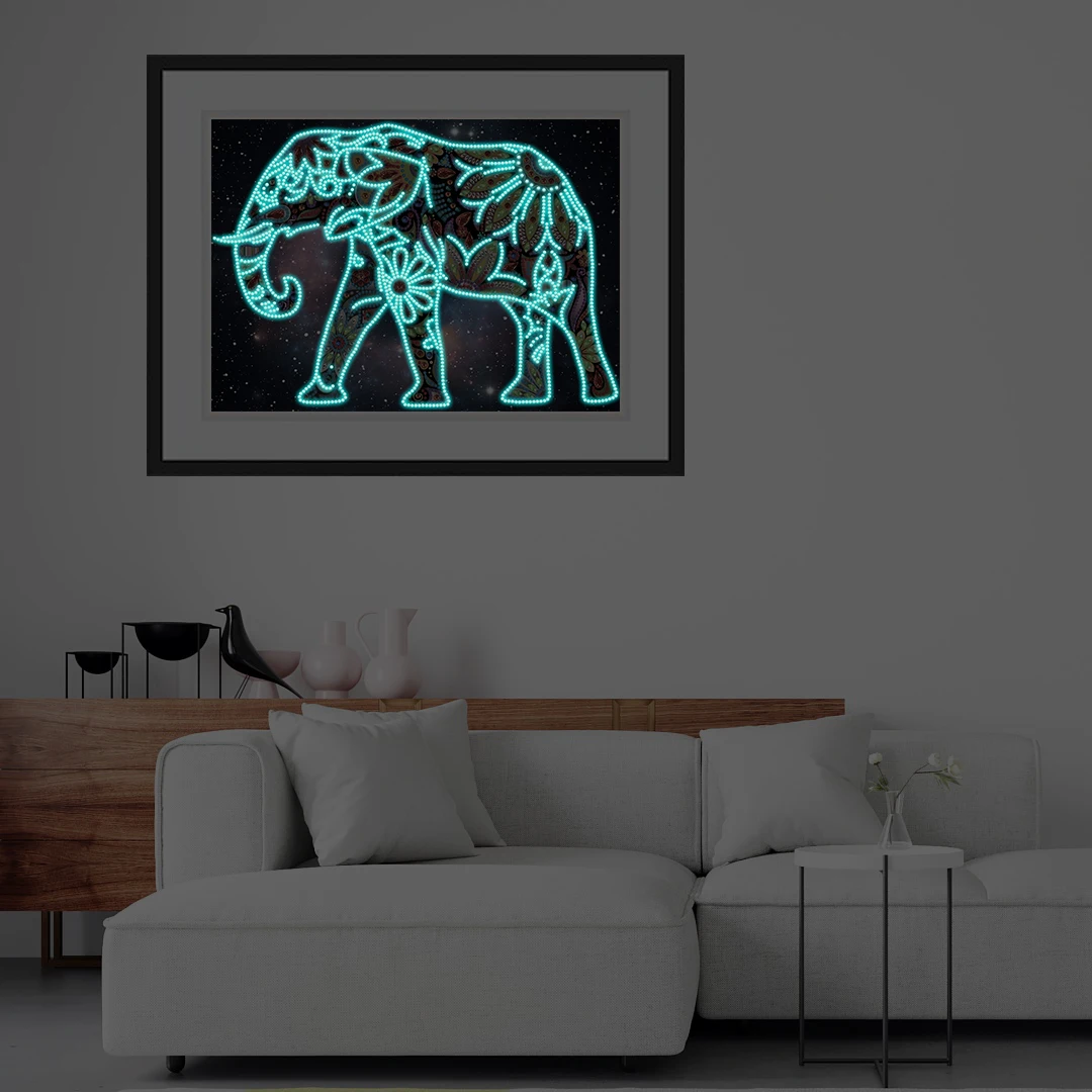 

Luminous Elephant 5D Diamond Painting Handmade DIY Diamond Cross Stitch Home Decor Kitchen Corridor Painting