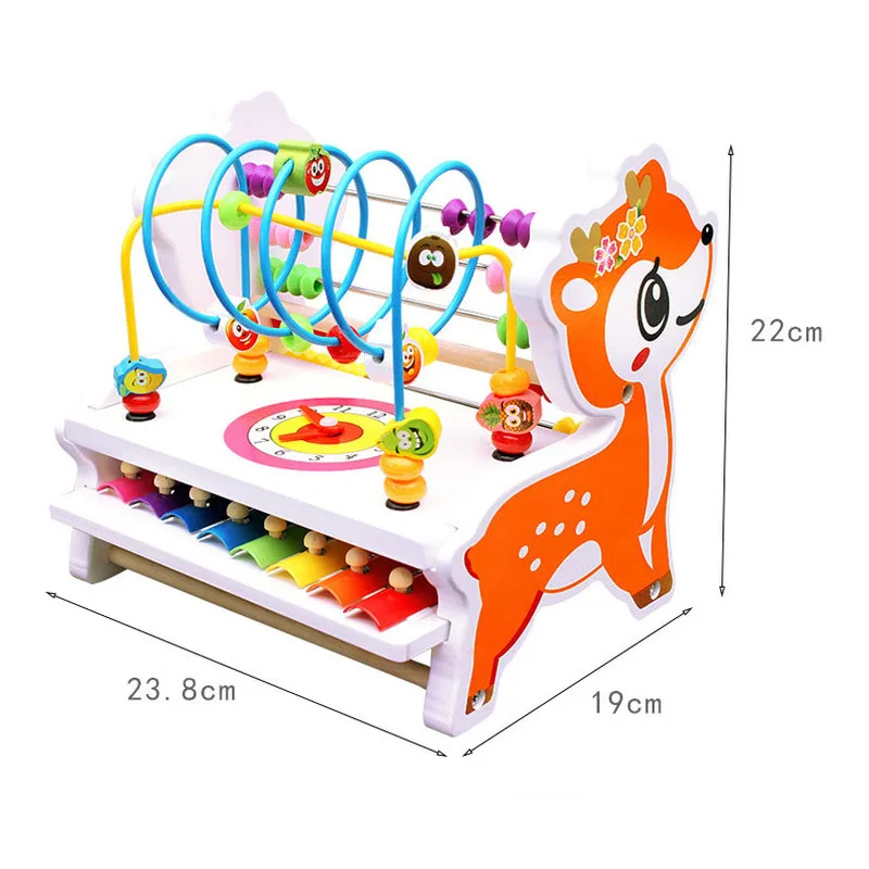 

Wooden multi-function deer music percussion piano computing rack children's time cognitive puzzle puzzle toys