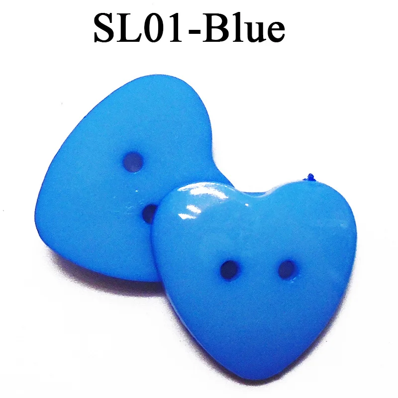 SL01-blue ZIEENE 5 шт.-50 шт Смешанные 12 Цветов, украшенная большим сердечком; Пластик кнопки 25X25 мм Diy Швейные Скрапбукинг для детей ручной работы с 2 отверстиями - Цвет: SL01-blue