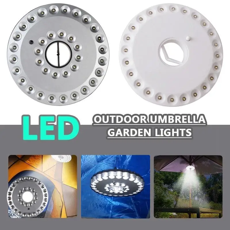 

White LED Pole Light Disc Light Durable Lamp Garden Outdoor Yard Patio Lamp Tent Portable Lantern Umbrella Lights Camping