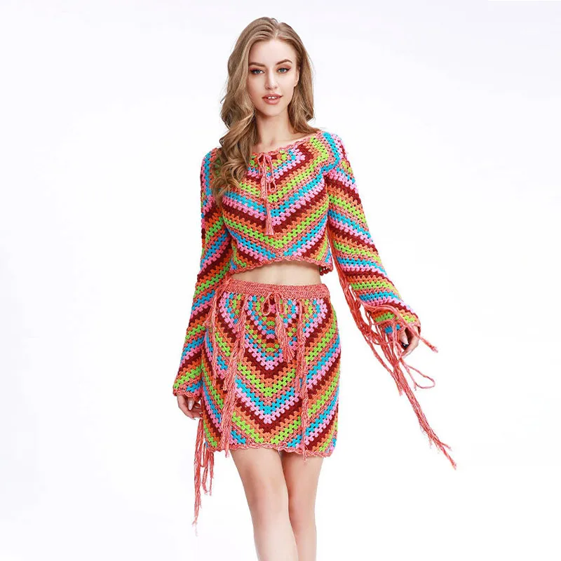 Комплект пляжной накидки из 2 предметов вязаная крючком пляжная одежда с