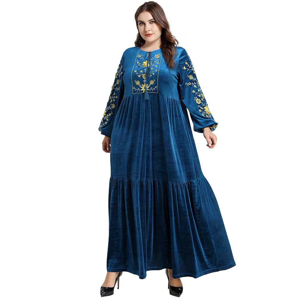 Элегантное удобное женское платье большого размера с длинными рукавами из