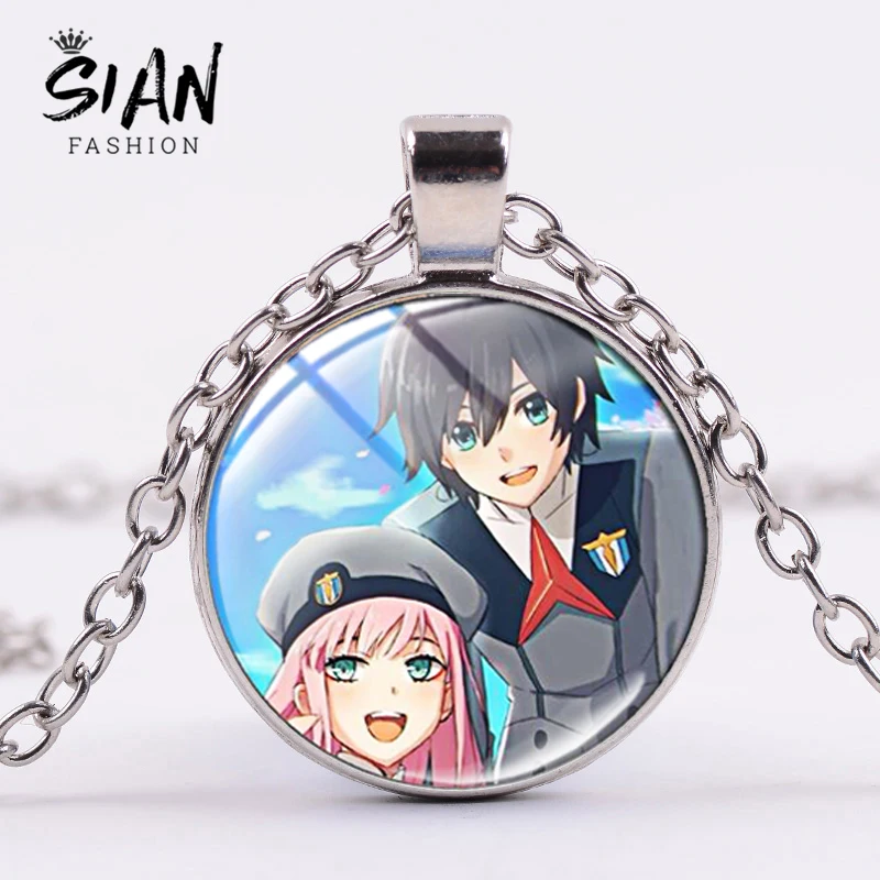 Популярное ожерелье с изображением аниме Гая в Фране Zero Two рисунком Стеклянная