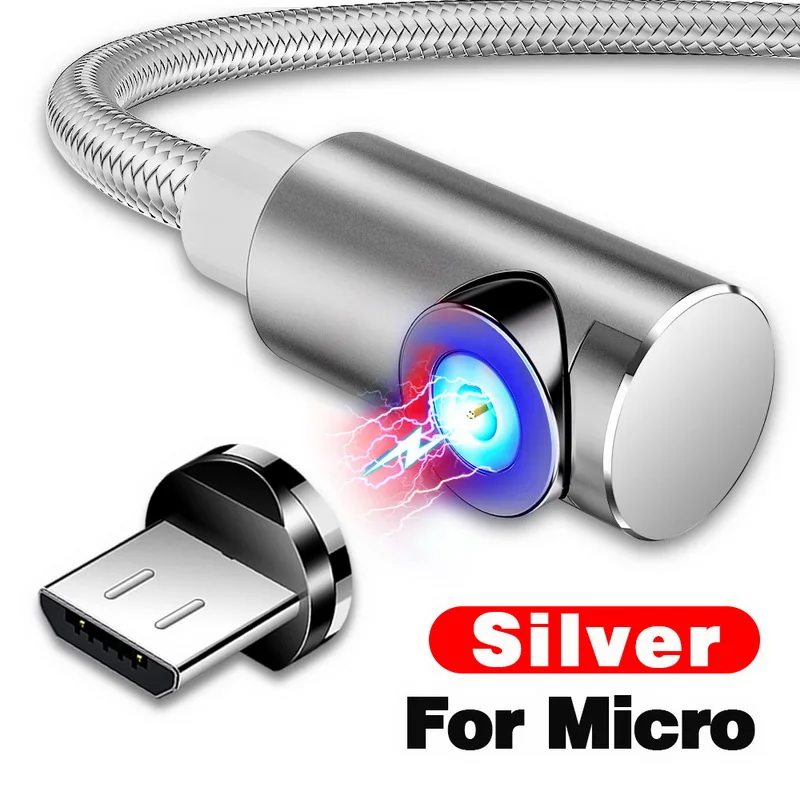 INIU 2 м Быстрый Магнитный кабель Micro usb type C зарядное устройство для iPhone XS X XR 8 7 samsung S8 магнит Android телефонный кабель Шнур - Цвет: For Micro USB Silver