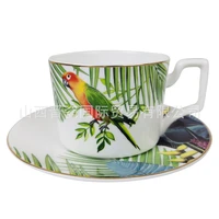 pastoral parrot ceramic cup cross border household tea cup milk cup restaurant water cup mark cup bone china coffee cup