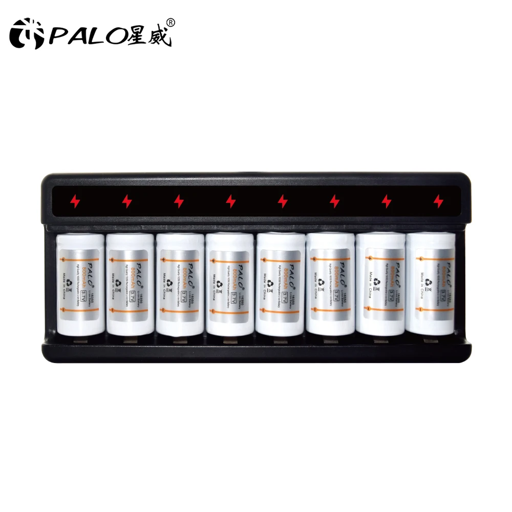 Зарядное устройство PALO 16350/16340 8 ячеек 3 7 в быстрое зарядное для перезаряжаемых