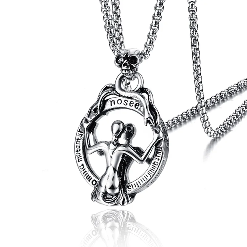 

A European and American Cross-Border Punk Mirror Pendant Stainless Steel Skull Mirror Men's Titanium Ornament Wholesale