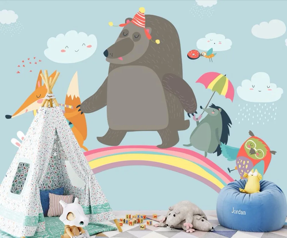 CJSIR пользовательские обои ручная роспись милый медведь детская комната фон стены