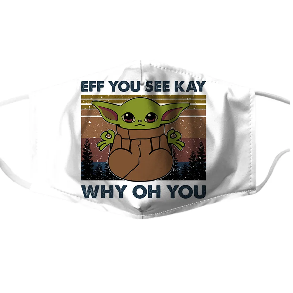 

The Mandalorian Yoda Baby Cosplay Costume Face Mouth Mask Dustproof Fabric Face Mask For Adult PM2.5 Filter Washable Masks