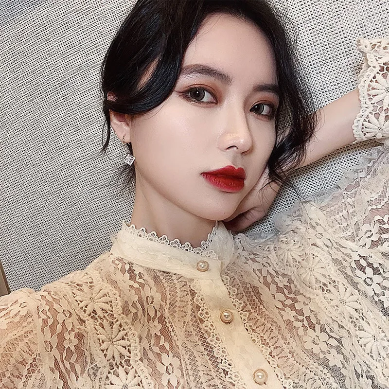 Женские квадратные серьги-подвески корейские геометрические Стразы модные из