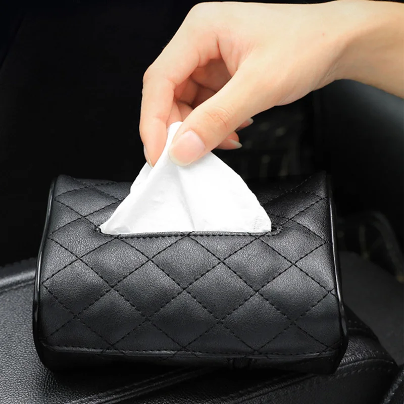 

Universal Tissue Box Car Tissue Holder Visor PU Leather Auto Back Seat Headrest Organizer Car Case Napkin Car Acessories