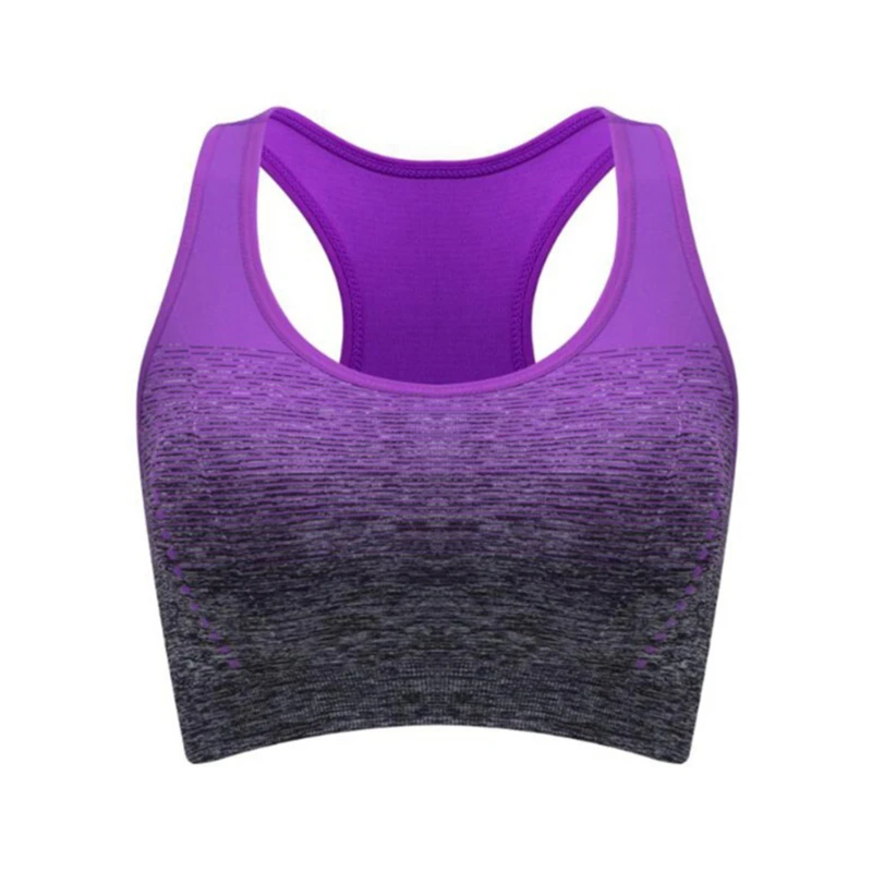 

Women Gradient Sports Bra Quick Dry Padded Shockproof Gym Fitness Running Sport Brassiere Tops Push Up Bras