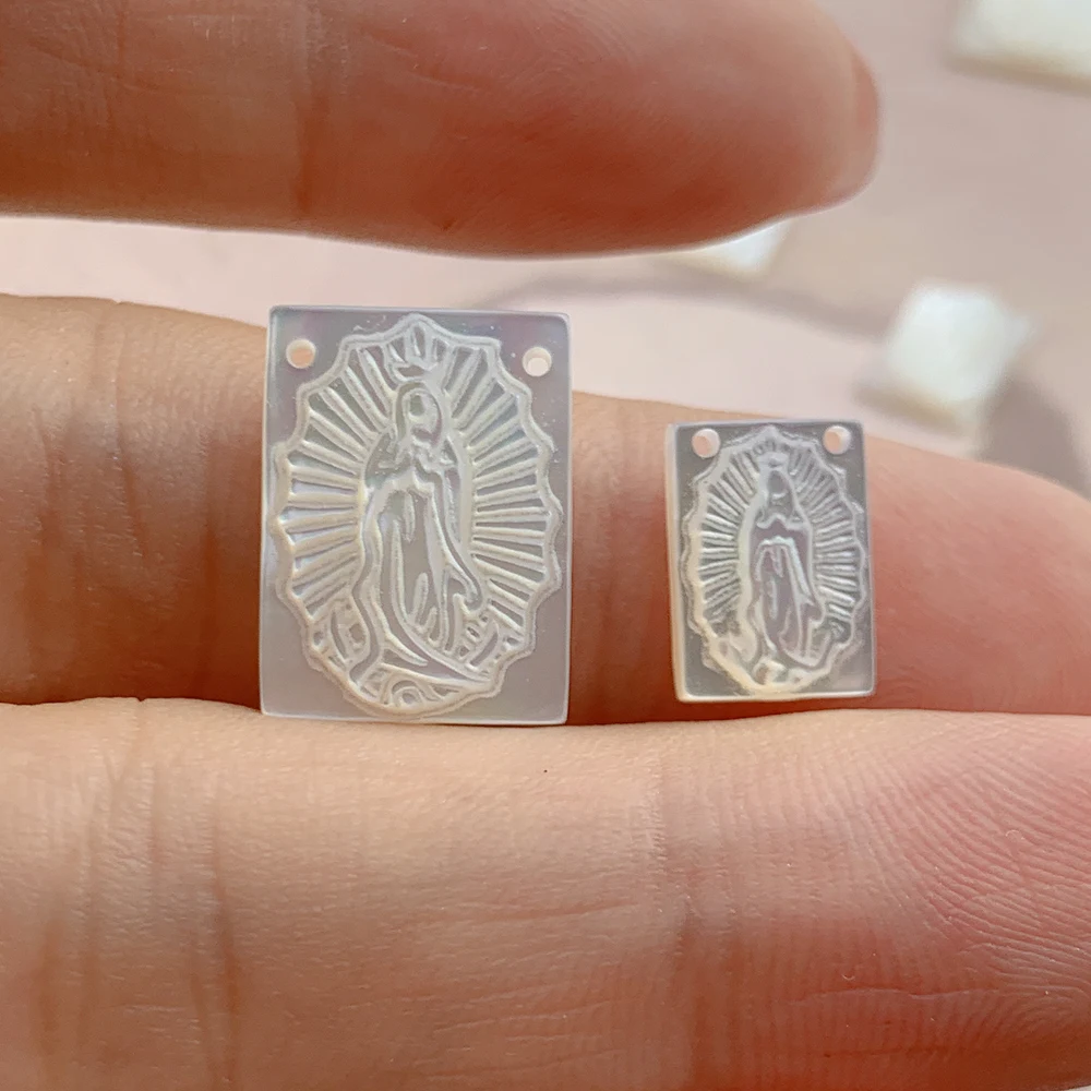 Natural Mother Pearl Shell Our Lady of Guadalupe Virgin Mary Charms For Jewelry diy Pendants Making Necklace Bracelets Kit