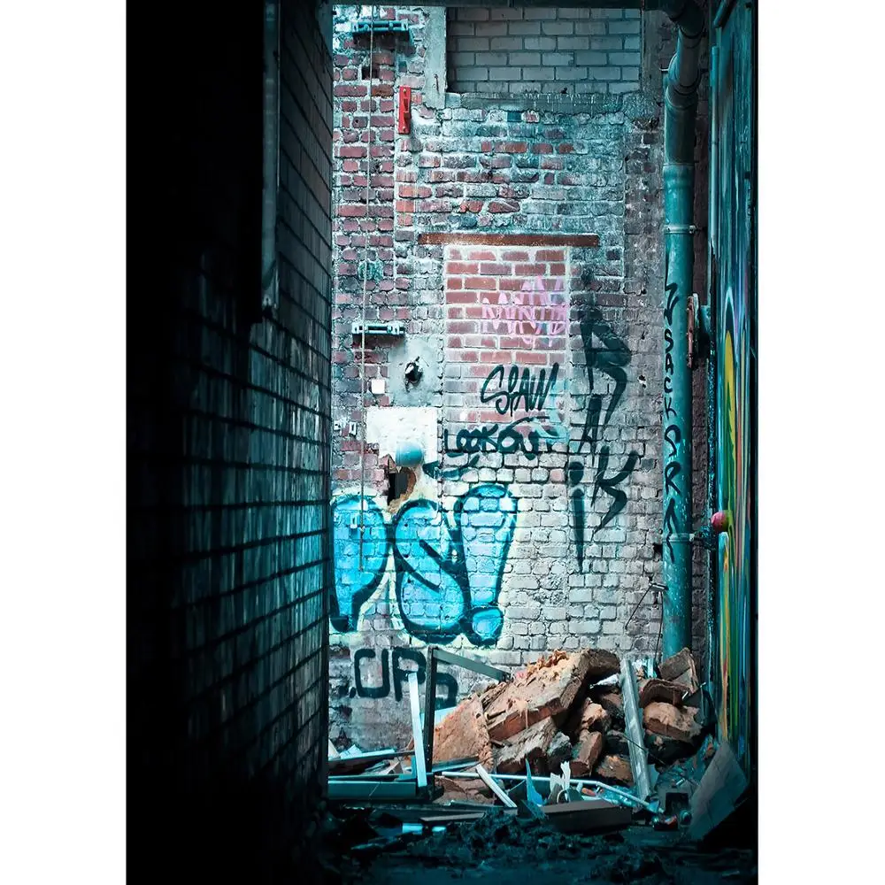

Broken Graffiti Wall Pipe Photo Background Computer Printed Backdrops for Children Baby Portrait Photophone Photography Props