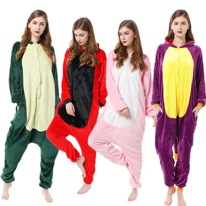 

Onesie Flannel Dinosaur Kigurumi Warm Soft Sleepwear Overall Onepiece Pajama Animal Cosplay Costume Party Adult Jumpsuit