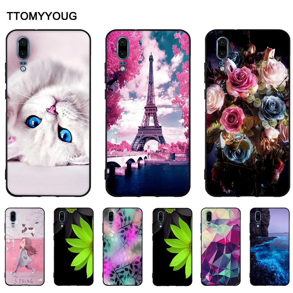 Мягкий силиконовый чехол для телефона Huawei P20 задняя крышка из ТПУ huawei p20 с принтом