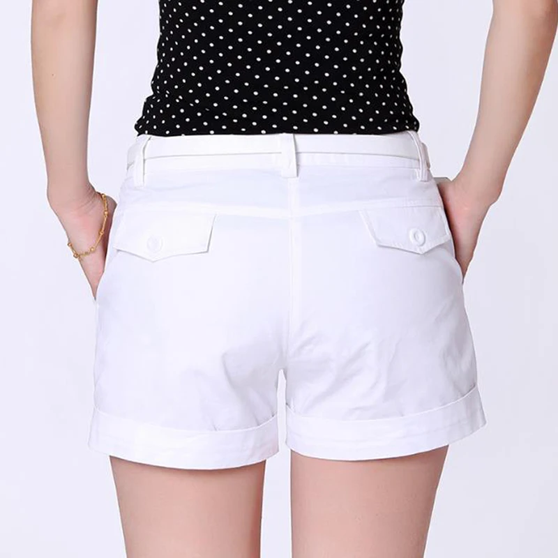 

Korean Brief Design White Suit Shorts For Women 2021 Fashion Solid Mid Waist Wide Leg Shorts 2 Colors