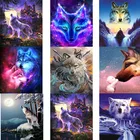 Алмазная 5D картина сделай сам, Набор для вышивки крестиком волка, полная вышивка, круглая вышивка, мозаика с животными, картина стразы, домашний декор, подарок