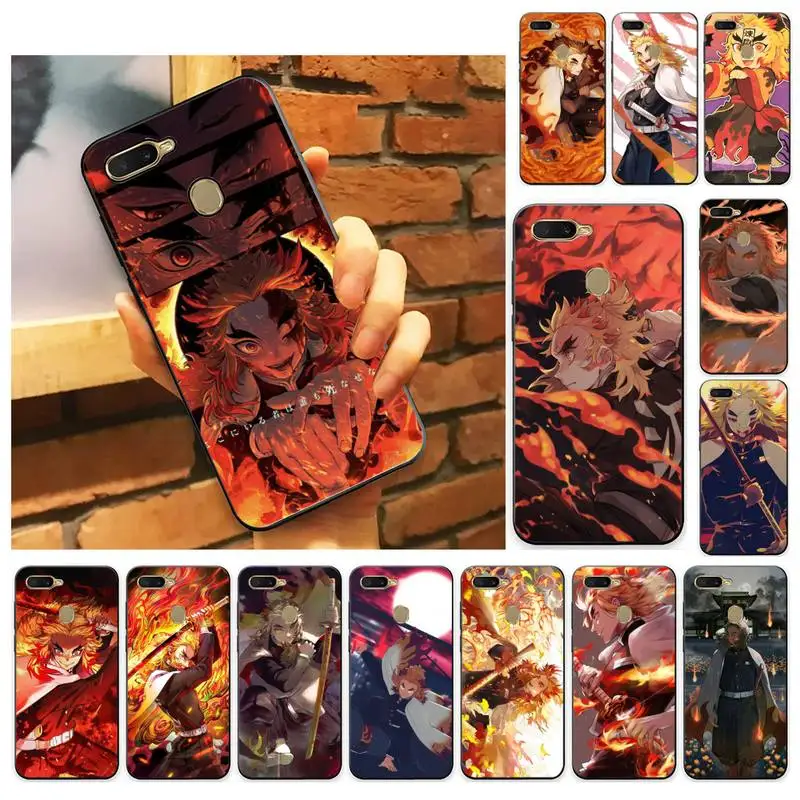 

TOPLBPCS Kyojuro Rengoku Kimetsu Phone Case Case For Oppo A9 Realme C3 6Pro Cover For vivo Y91C Y17 Y19 Protective Back Cover