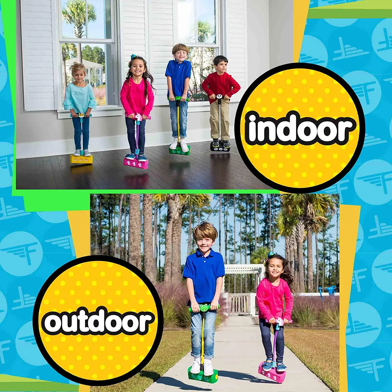 

ZK22 Foam Pogo Stick Fun and Safe Jumping Stick Squeaky Sounds for Kids Boys Girls Childrens Long High Bouncing Pogo Stick Toy