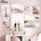 Плакат с изображением блондинки, девушки, серфборды на пляже, волны, печать на холсте, кокосовое дерево, десерт, Настенная картина, Декор, вид на море