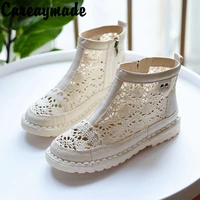 careaymade artistic net boots comfortable soft bottomed round sandals new summer fairy shoes original sandals student shoes