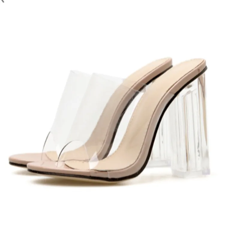 

Low Glitter Slides Shoes Ladies' Slippers Slipers Women Heeled Mules Jelly 2021 High Basic Rome Fabric PU Rubber Sexy Scandals H