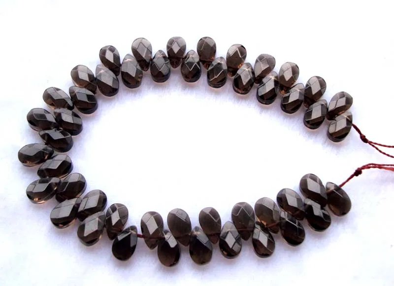 Бусины Из Натурального дымчатого кварца граненые плоские каплевидные свободные